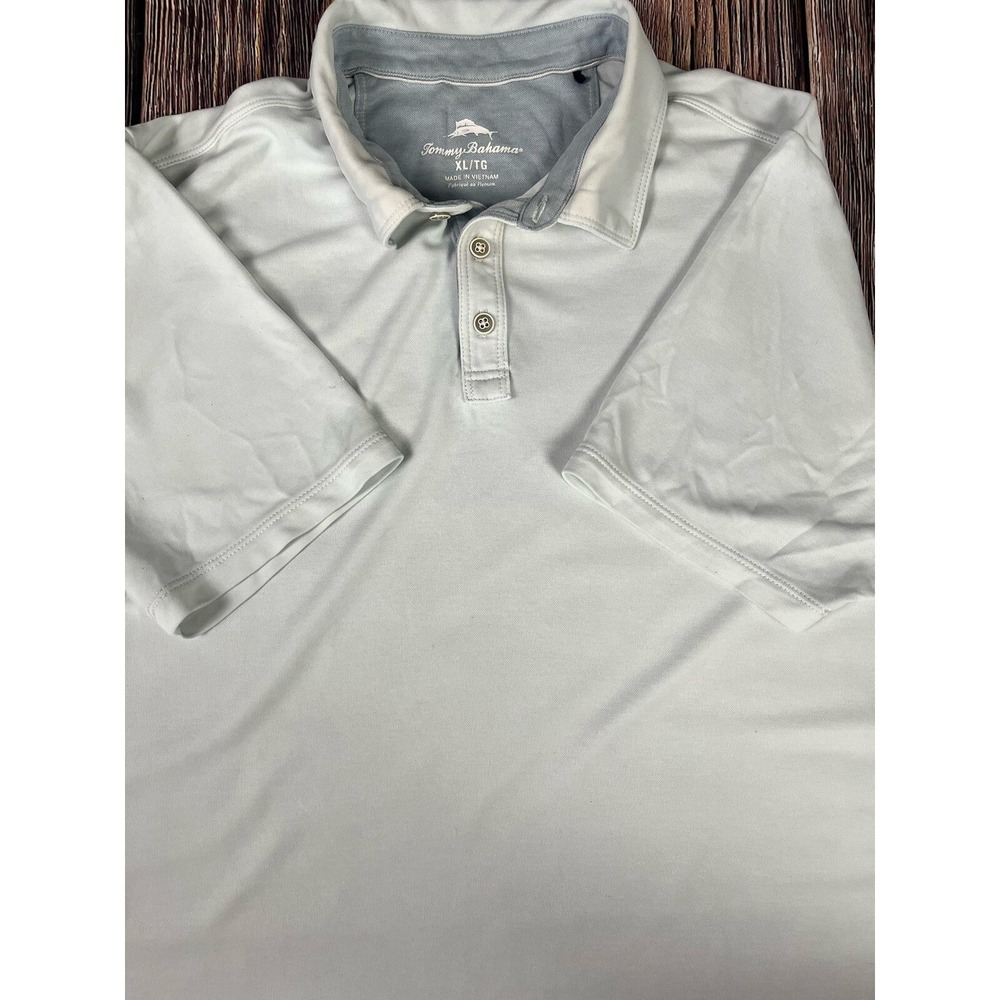 TOMMY BAHAMA  3 Button Polo Shirt Pale White Men's Size XL Cotton Light Weight